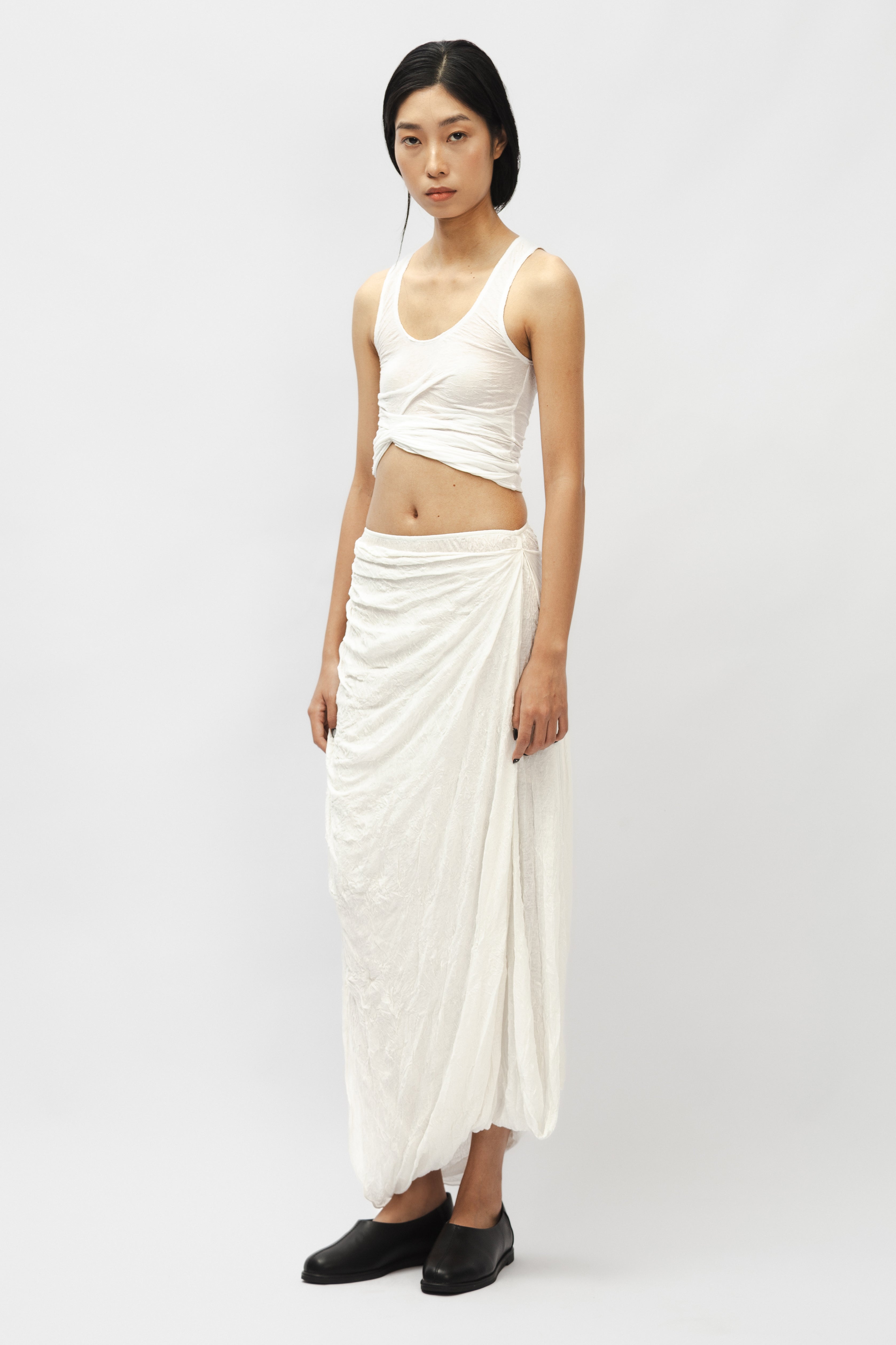 chinese dress ladies Draped Maxi Skirt White White / M