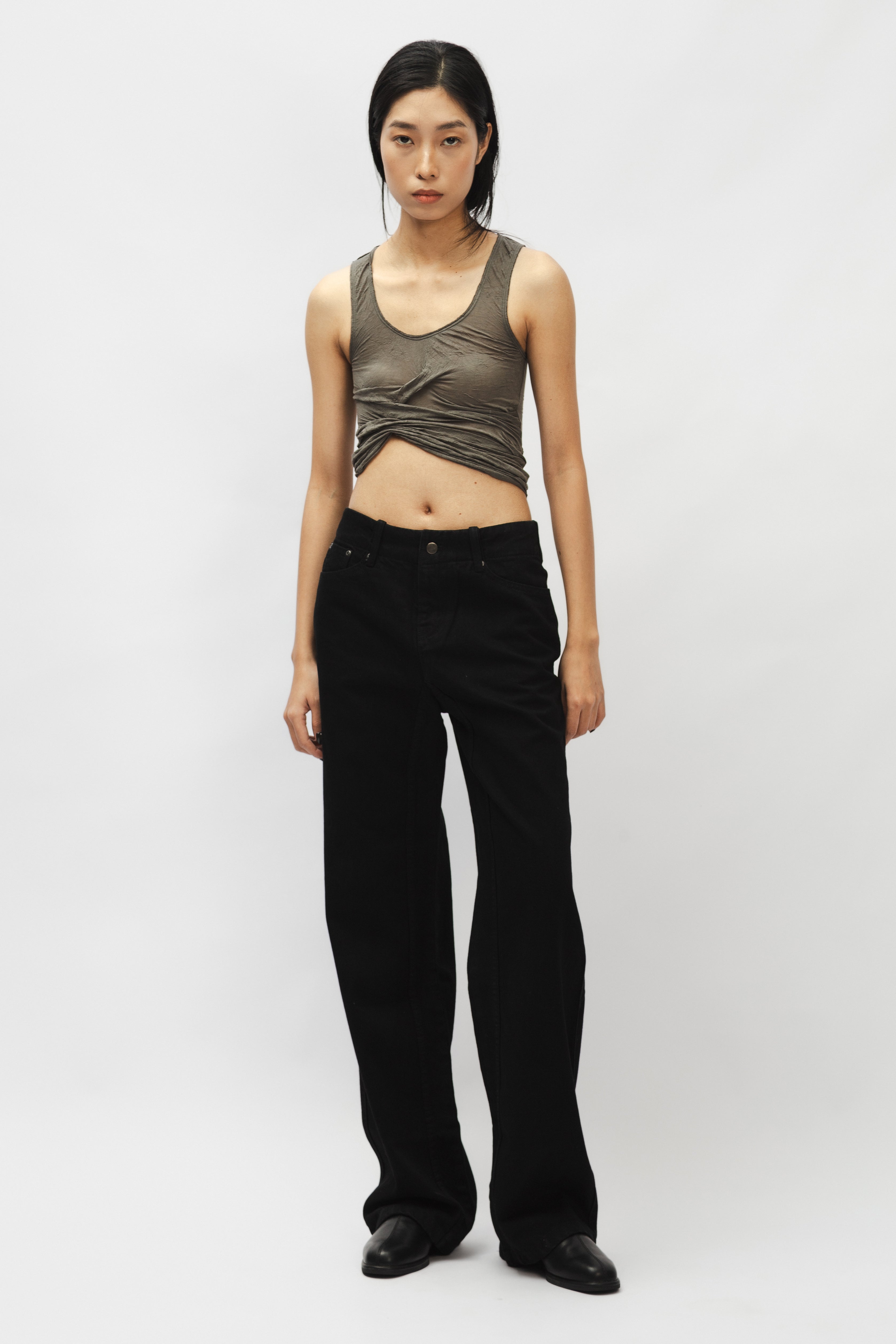 Draped Wrinkled Tank Top Green – Subtle Le Nguyen