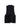 Oversized double-breasted gilet with mis-matched pocket and patchwork in black, featuring a raw-edged hemline and no lining.