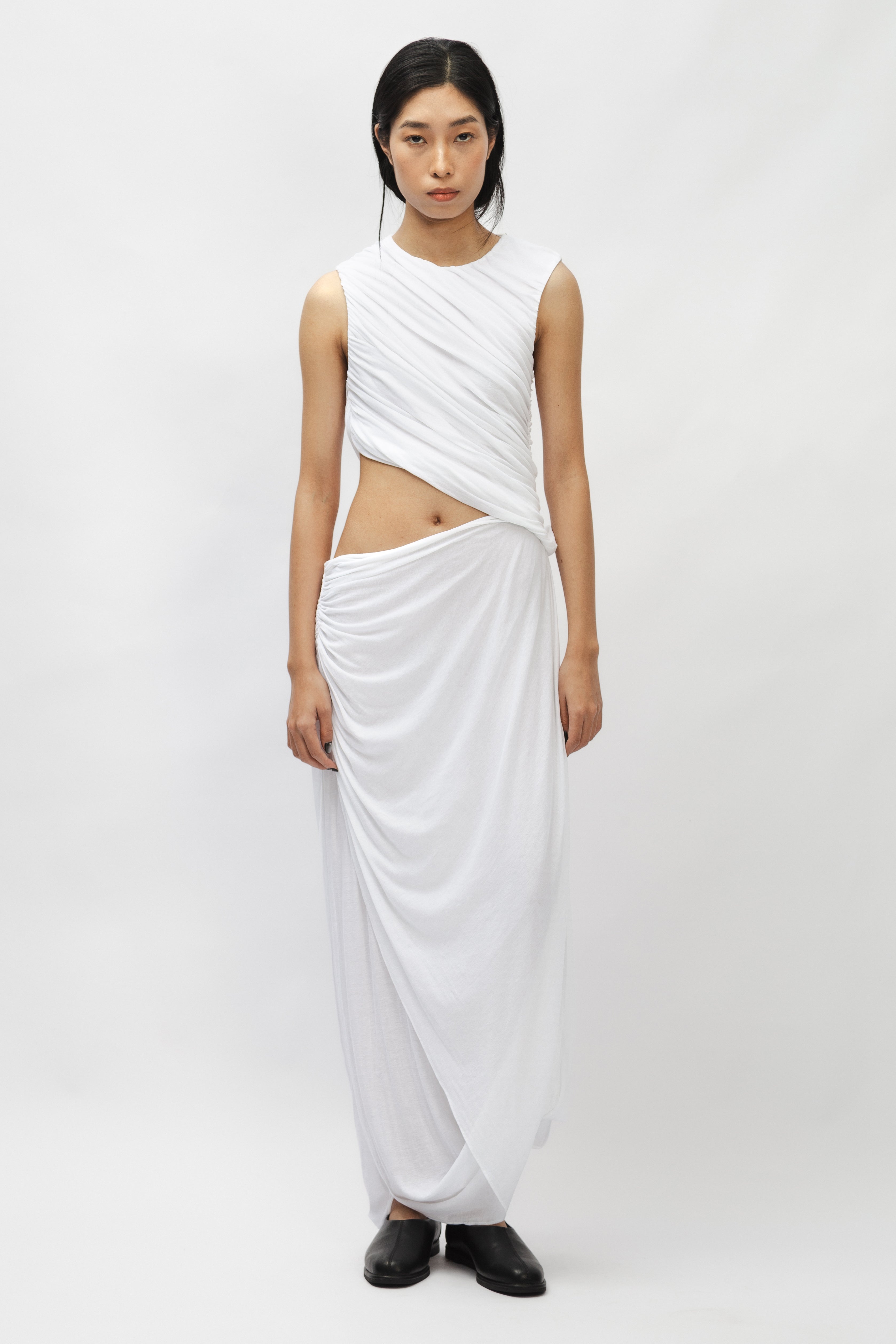 Draped Long Dress White Subtle Le Nguyen Draped Long Dress White Subtle Le Nguyen