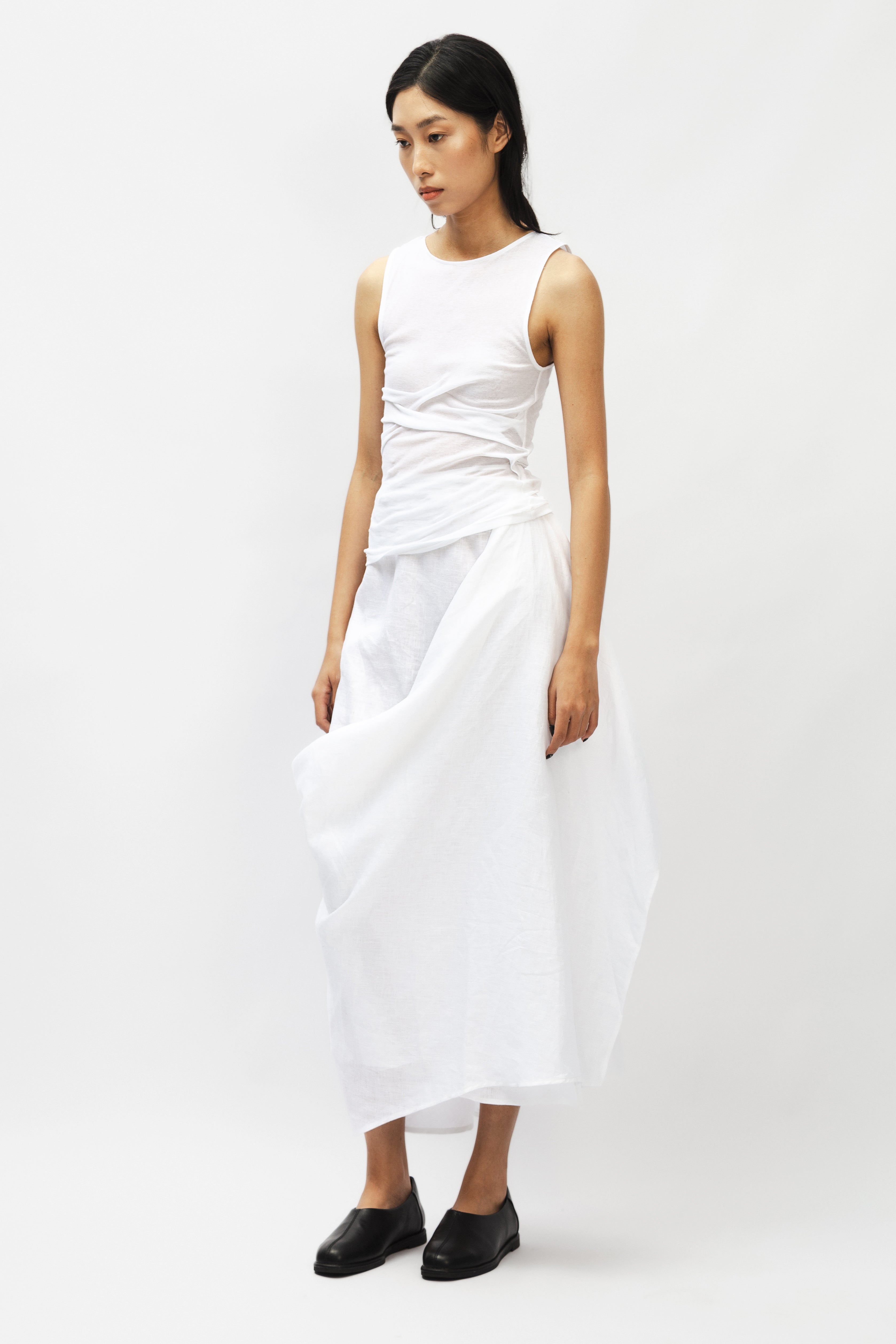 Linen Asymmetric Skirt White – Subtle Le Nguyen