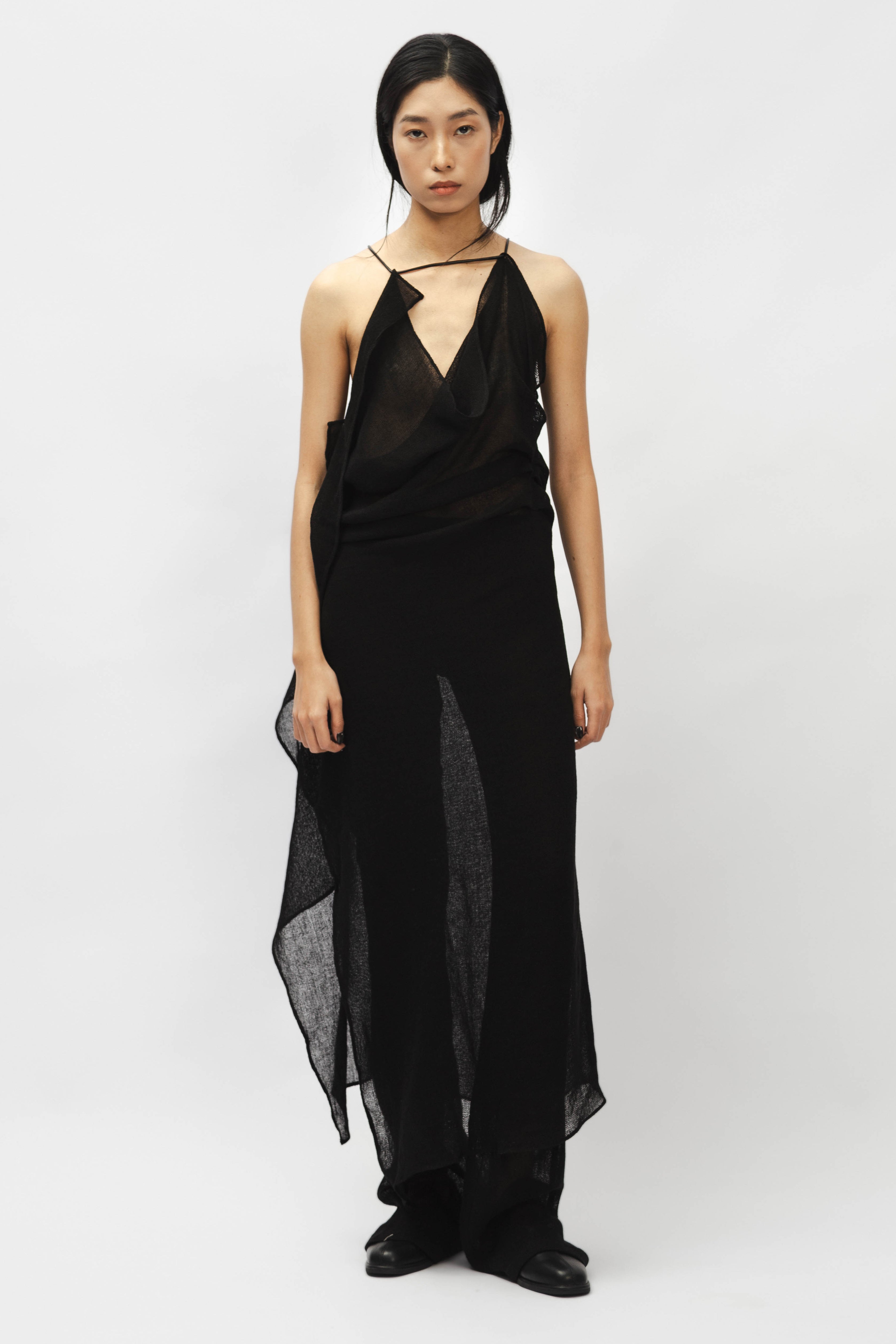 Draped Sheer Linen Dress Subtle Le Nguyen Draped Sheer Linen Dress Subtle Le Nguyen