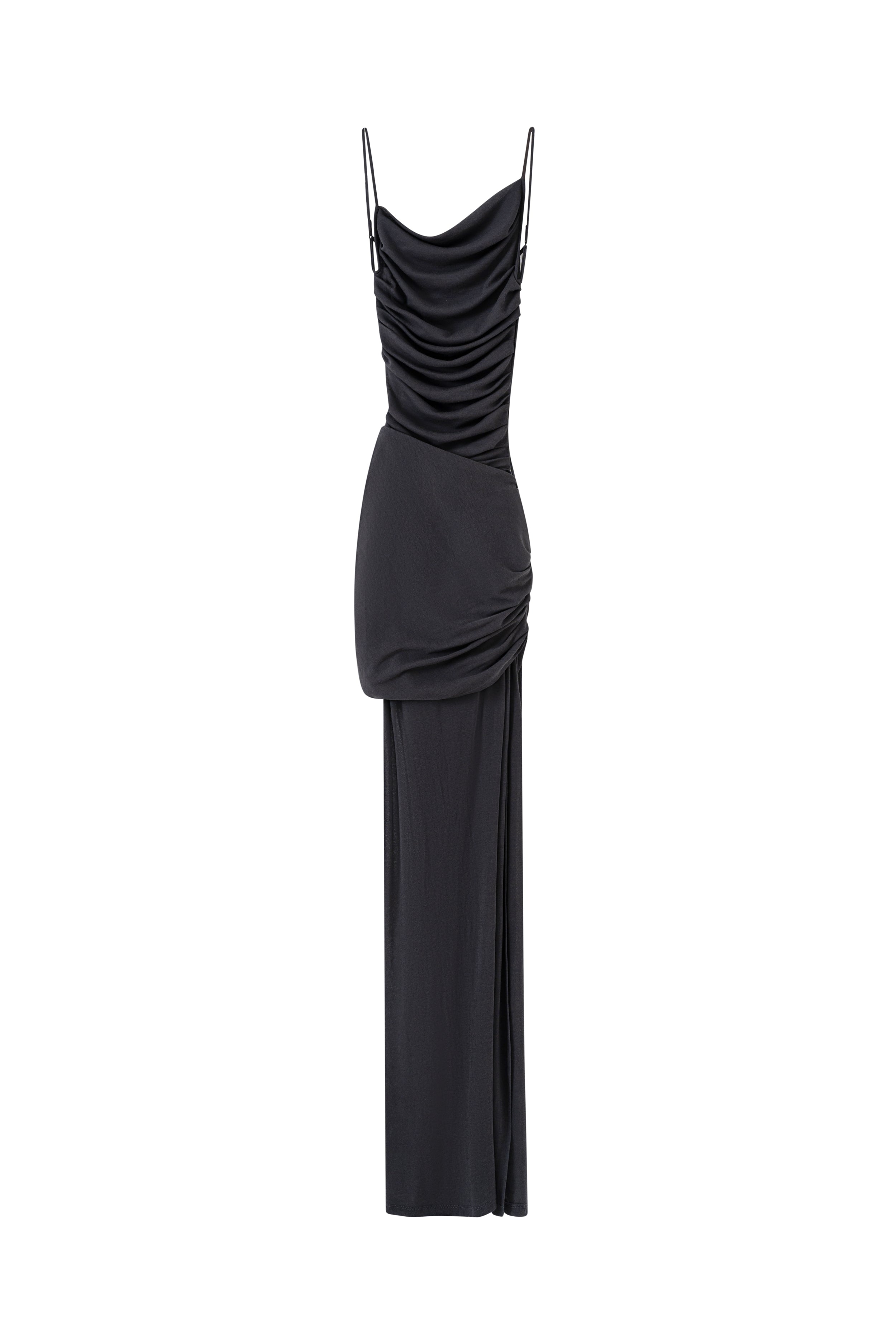 Draped Backless Dress Gray Gray / S Draped Backless Dress Gray Gray / S