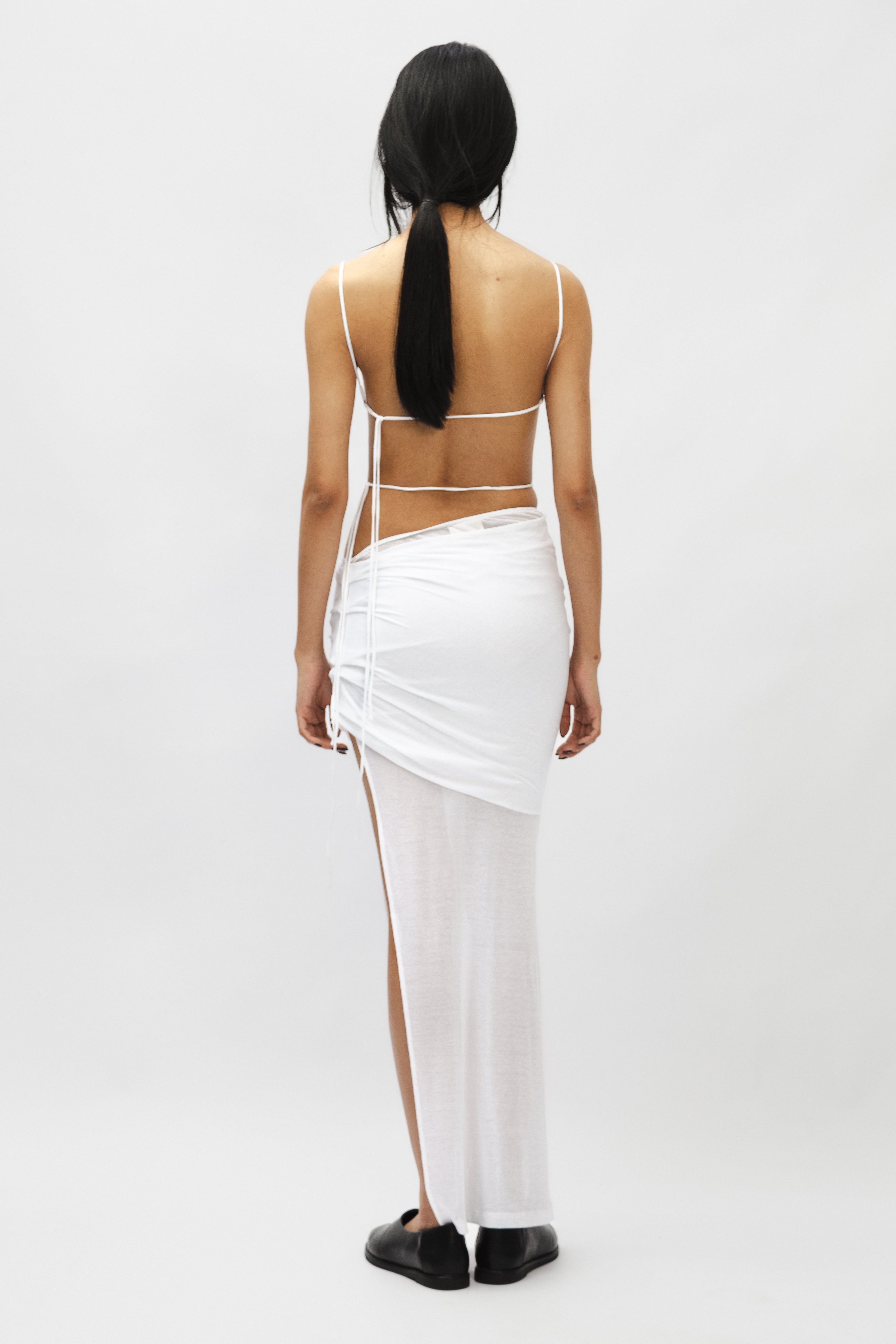 Draped Backless Dress White White / S Draped Backless Dress White White / S
