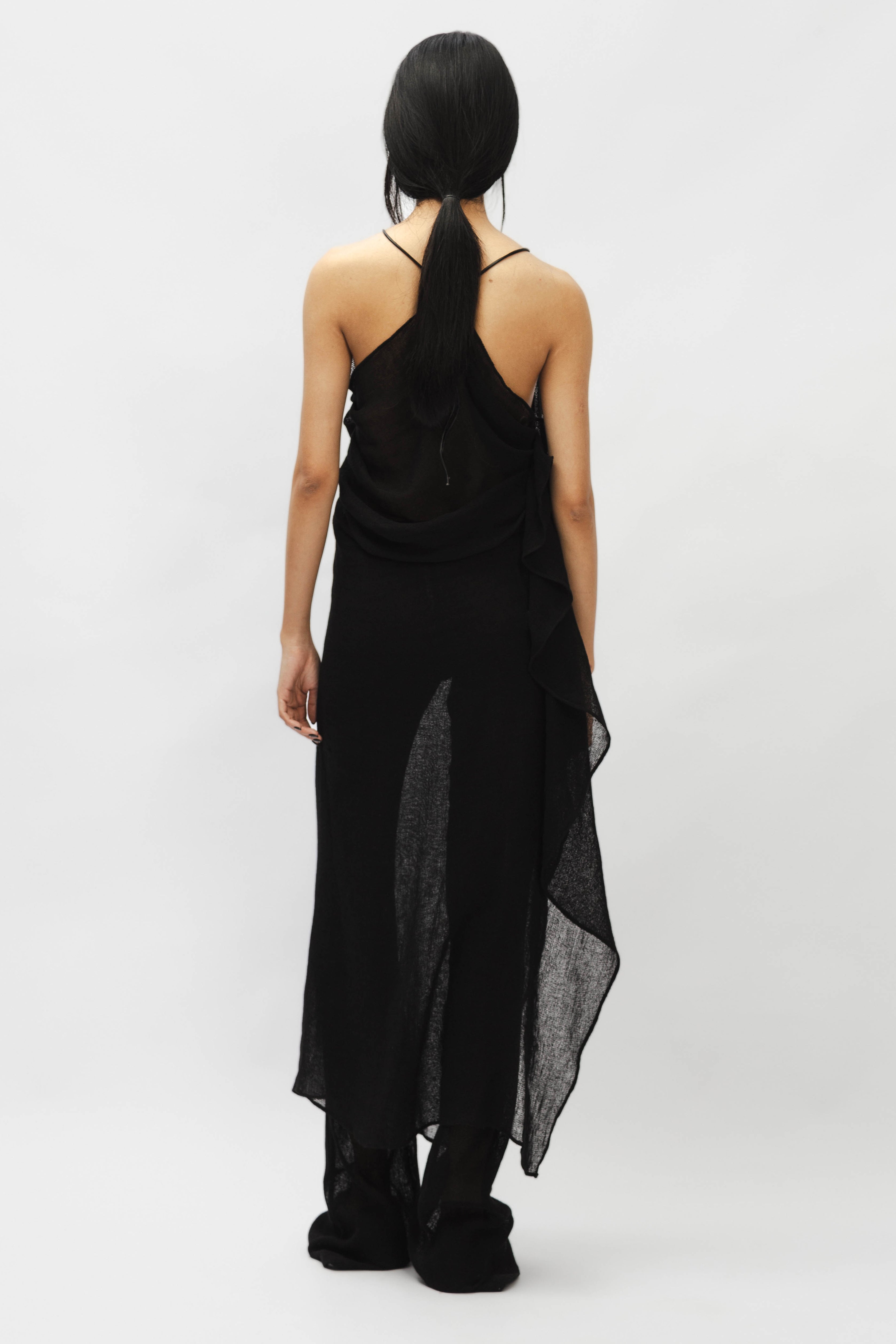 Draped Sheer Linen Dress Subtle Le Nguyen Draped Sheer Linen Dress Subtle Le Nguyen